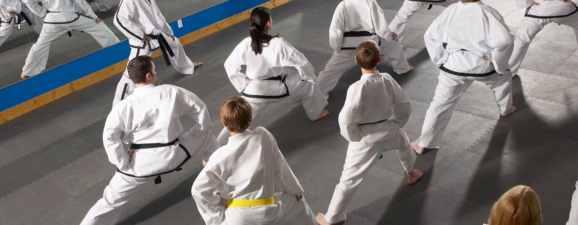 Martial artists training in gym